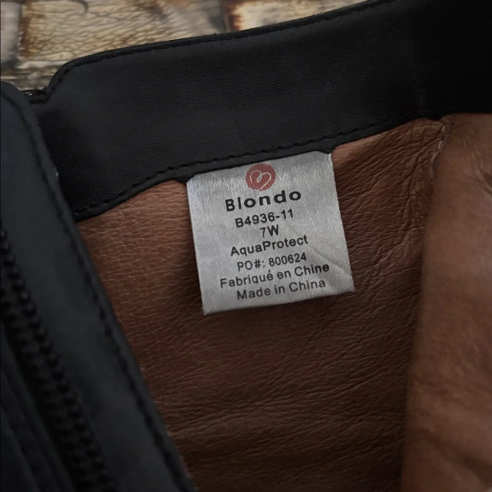 BLONDO (7W) AquaProtect Black Leather Ankle Booties Cowhair Waterproof Zipper - Picture 11 of 16